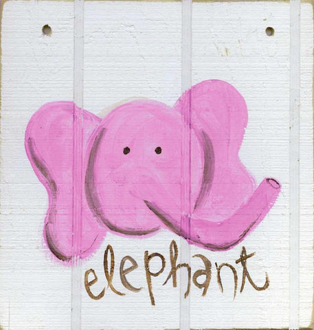 Happy Pink Elephant White Modern Wood Framed Art Print with Double Matting by Butson, Erin