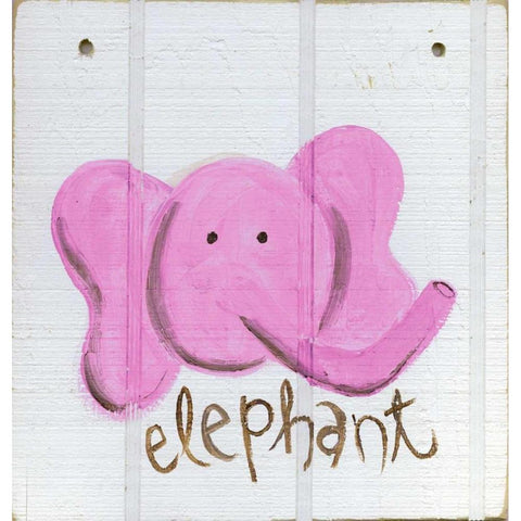 Happy Pink Elephant Gold Ornate Wood Framed Art Print with Double Matting by Butson, Erin