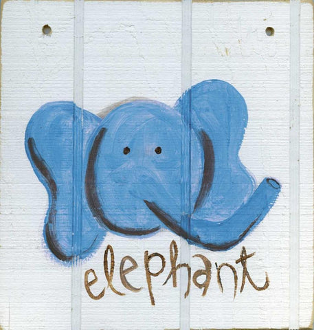 Happy Blue Elephant White Modern Wood Framed Art Print with Double Matting by Butson, Erin