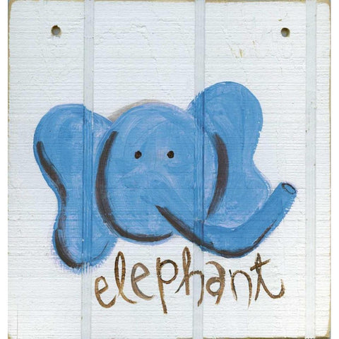 Happy Blue Elephant White Modern Wood Framed Art Print by Butson, Erin