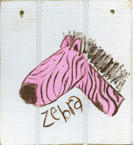 Happy Pink Zebra White Modern Wood Framed Art Print with Double Matting by Butson, Erin