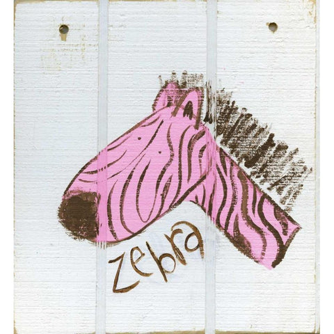 Happy Pink Zebra Black Modern Wood Framed Art Print with Double Matting by Butson, Erin