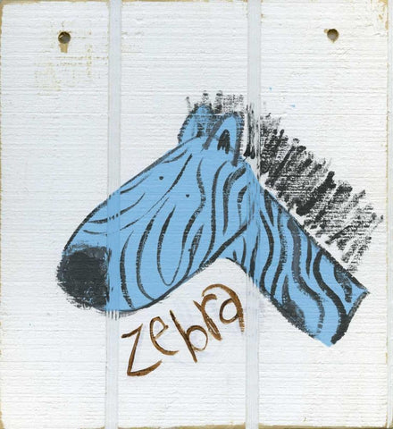 Happy Blue Zebra Black Ornate Wood Framed Art Print with Double Matting by Butson, Erin