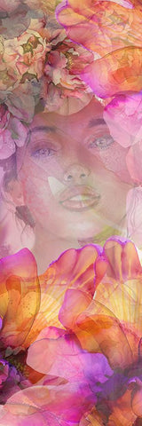 Emerging Floral Girl Black Ornate Wood Framed Art Print with Double Matting by Debs, Emma Catherine