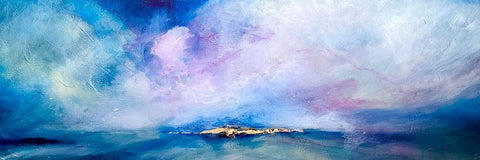 Bright Seascape Lumiere White Modern Wood Framed Art Print with Double Matting by Debs, Emma Catherine