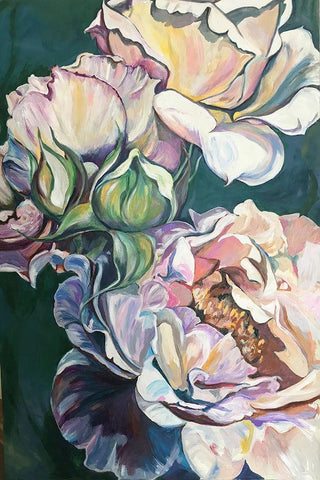Florals White Modern Wood Framed Art Print with Double Matting by Debs, Emma Catherine