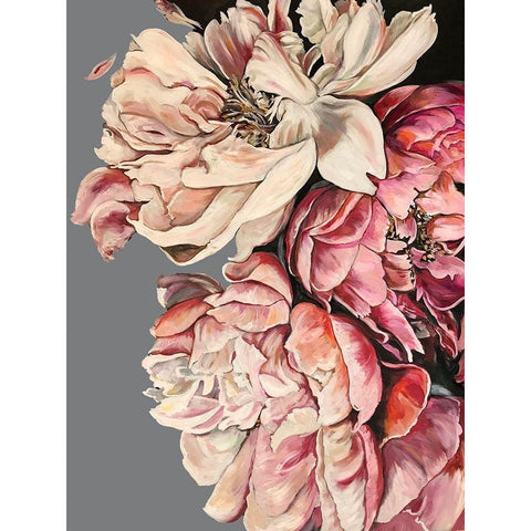 Peonies with Grey White Modern Wood Framed Art Print by Debs, Emma Catherine