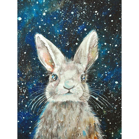Rabbit White Modern Wood Framed Art Print by Debs, Emma Catherine