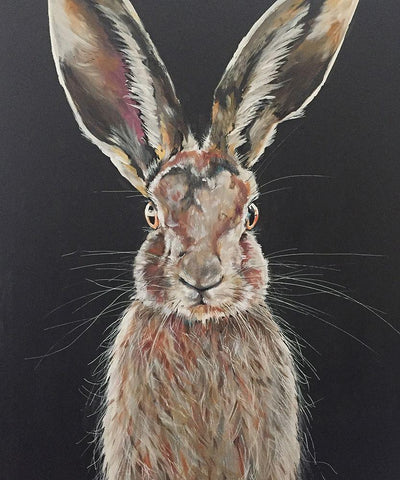 Hare White Modern Wood Framed Art Print with Double Matting by Debs, Emma Catherine