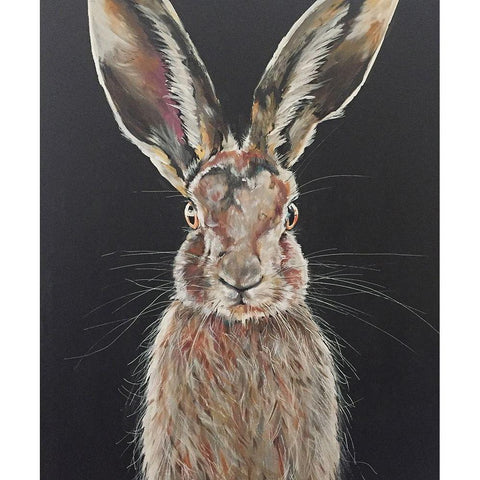 Hare Black Modern Wood Framed Art Print by Debs, Emma Catherine