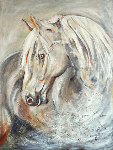 Horse White Modern Wood Framed Art Print with Double Matting by Debs, Emma Catherine