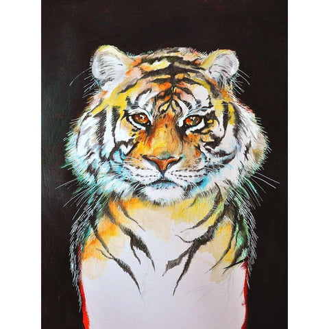 Tiger Black Modern Wood Framed Art Print with Double Matting by Debs, Emma Catherine