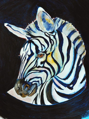 Zebra White Modern Wood Framed Art Print with Double Matting by Debs, Emma Catherine