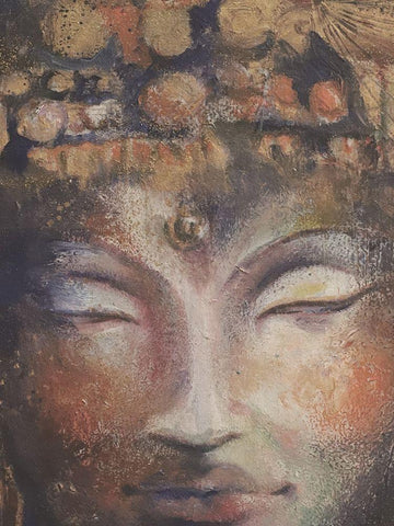 Buddha Neutral Close-Up Black Ornate Wood Framed Art Print with Double Matting by Debs, Emma Catherine