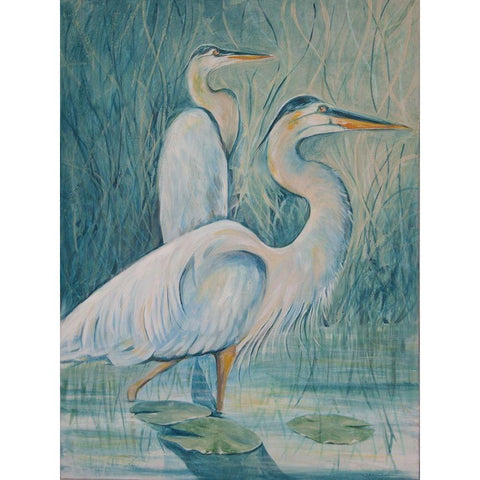 Birds 1 White Modern Wood Framed Art Print by Debs, Emma Catherine