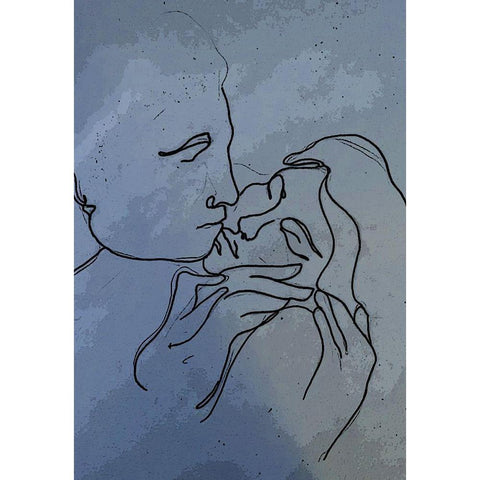 A Kiss 1 Gold Ornate Wood Framed Art Print with Double Matting by Debs, Emma Catherine
