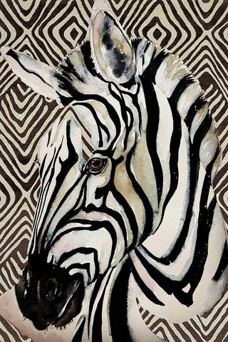 Designer Zebra Black Ornate Wood Framed Art Print with Double Matting by Debs, Emma Catherine