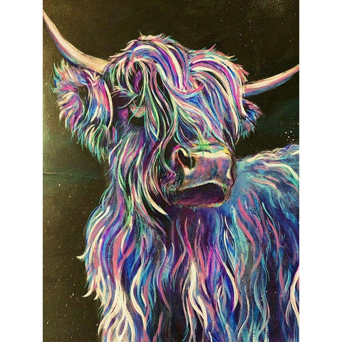 Highland Cow Black Modern Wood Framed Art Print by Debs, Emma Catherine