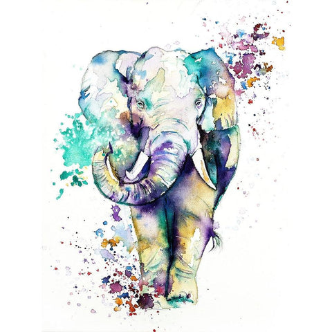 Elephant White Modern Wood Framed Art Print by Debs, Emma Catherine