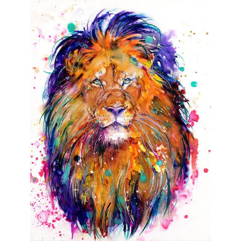 Lion Black Modern Wood Framed Art Print with Double Matting by Debs, Emma Catherine