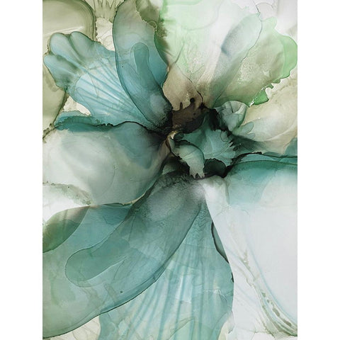Sage And Teal Flowers 2 White Modern Wood Framed Art Print by Debs, Emma Catherine