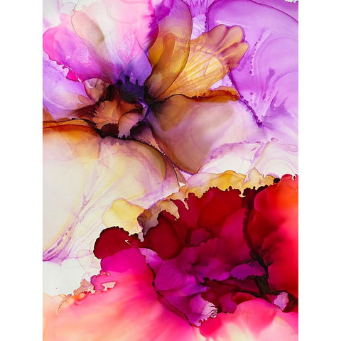 Vibrant Pink Flowers Black Modern Wood Framed Art Print with Double Matting by Debs, Emma Catherine