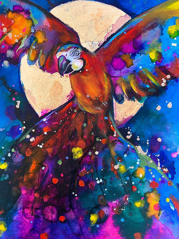 Girl In Flowers White Modern Wood Framed Art Print with Double Matting by Debs, Emma Catherine