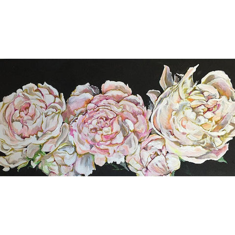 Line of peonies Gold Ornate Wood Framed Art Print with Double Matting by Debs, Emma Catherine