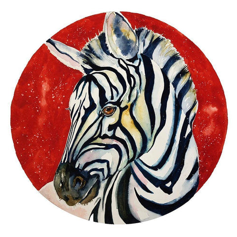 Zebra Watercolor 1 Black Modern Wood Framed Art Print by Debs, Emma Catherine