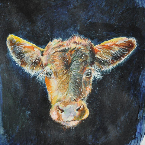 Heifer Black Ornate Wood Framed Art Print with Double Matting by Debs, Emma Catherine