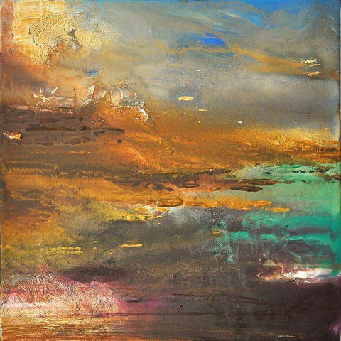 Primordial Vista 1 White Modern Wood Framed Art Print with Double Matting by Debs, Emma Catherine