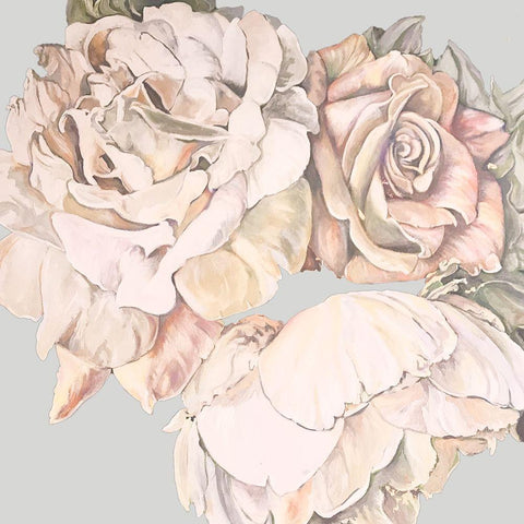 Soft Rose Bunch White Modern Wood Framed Art Print with Double Matting by Debs, Emma Catherine