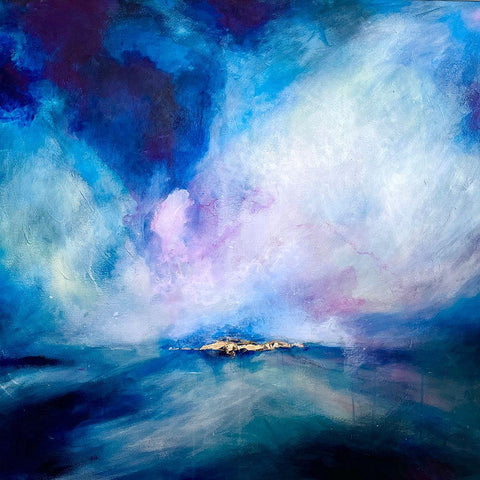 Seascape Lumiere White Modern Wood Framed Art Print by Debs, Emma Catherine