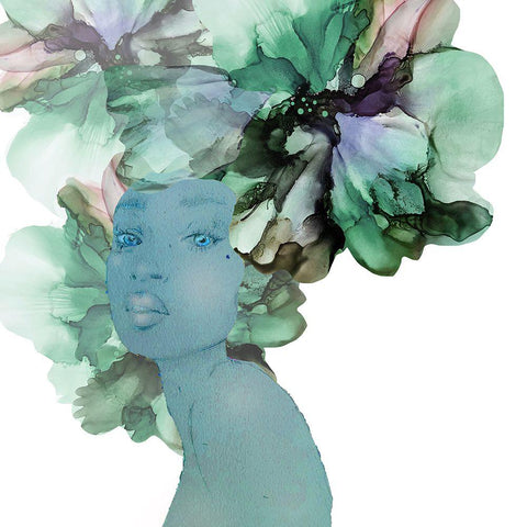 Flower Girl Black Modern Wood Framed Art Print by Debs, Emma Catherine