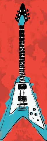 Electric Guitar A3 White Modern Wood Framed Art Print with Double Matting by Rodriquez Jr, Enrique