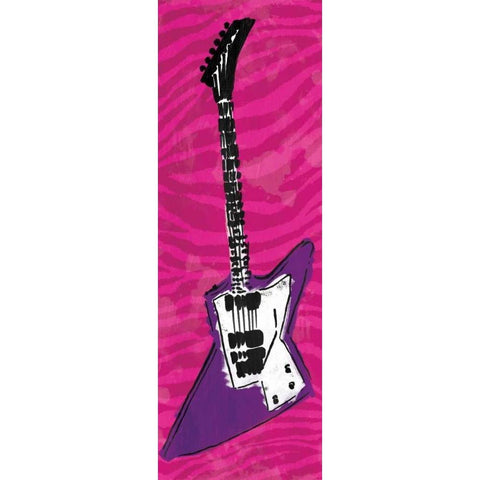 Girls Rule Guitar Black Modern Wood Framed Art Print with Double Matting by Rodriquez Jr, Enrique