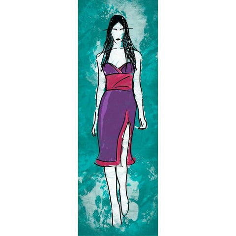 Runway Model on Teal Black Modern Wood Framed Art Print with Double Matting by Rodriquez Jr, Enrique