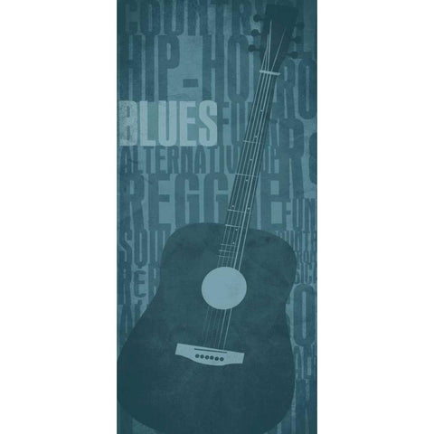 Blues Black Modern Wood Framed Art Print with Double Matting by Rodriquez Jr, Enrique