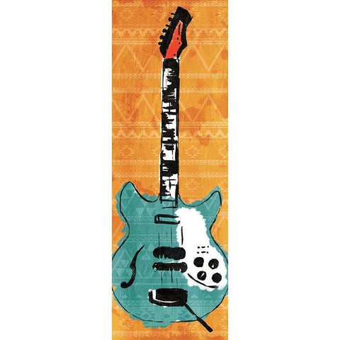 Aztec Guitar White Modern Wood Framed Art Print by Rodriquez Jr, Enrique