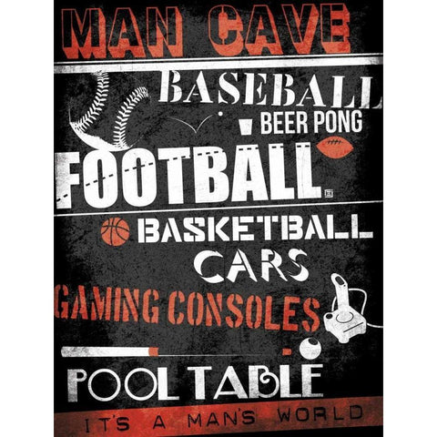 ManCave Sports White Modern Wood Framed Art Print by Rodriquez Jr, Enrique