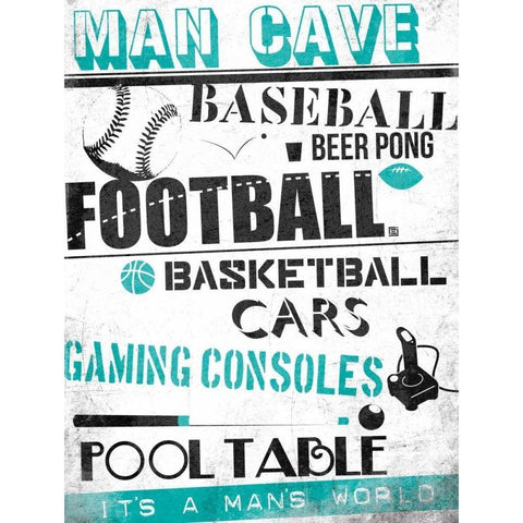 ManCave A3 White Modern Wood Framed Art Print by Rodriquez Jr, Enrique