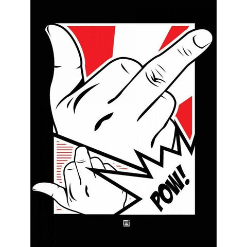 POW! Black Modern Wood Framed Art Print with Double Matting by Rodriquez Jr, Enrique