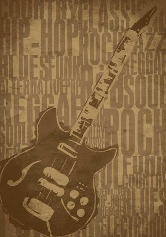 Guitars Type Black Ornate Wood Framed Art Print with Double Matting by Rodriquez Jr, Enrique