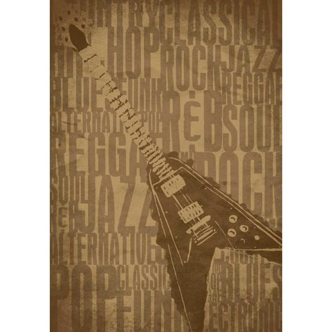 Guitars Type B White Modern Wood Framed Art Print by Rodriquez Jr, Enrique