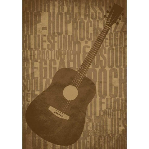 Guitars Type C White Modern Wood Framed Art Print by Rodriquez Jr, Enrique