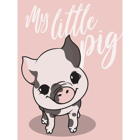 My Little Pig White Modern Wood Framed Art Print by Rodriquez Jr, Enrique