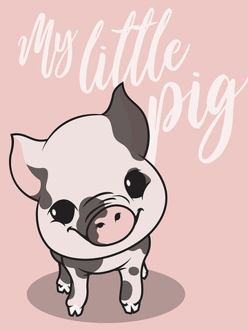 My Little Pig White Modern Wood Framed Art Print with Double Matting by Rodriquez Jr, Enrique