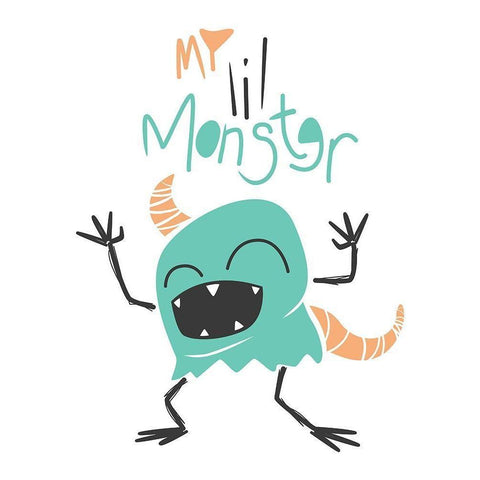 My Lil Monster White Modern Wood Framed Art Print by Rodriquez Jr, Enrique