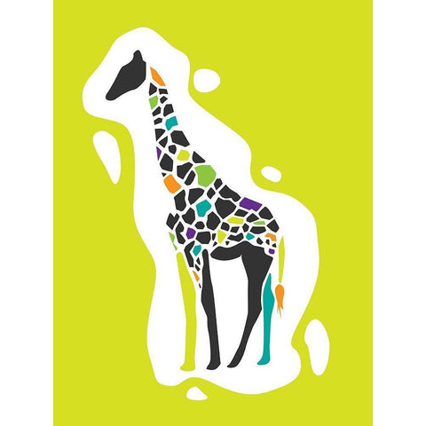 Fun Giraffe Black Modern Wood Framed Art Print with Double Matting by Rodriquez Jr, Enrique