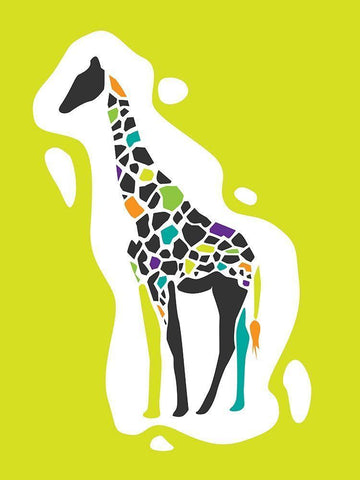 Fun Giraffe White Modern Wood Framed Art Print with Double Matting by Rodriquez Jr, Enrique